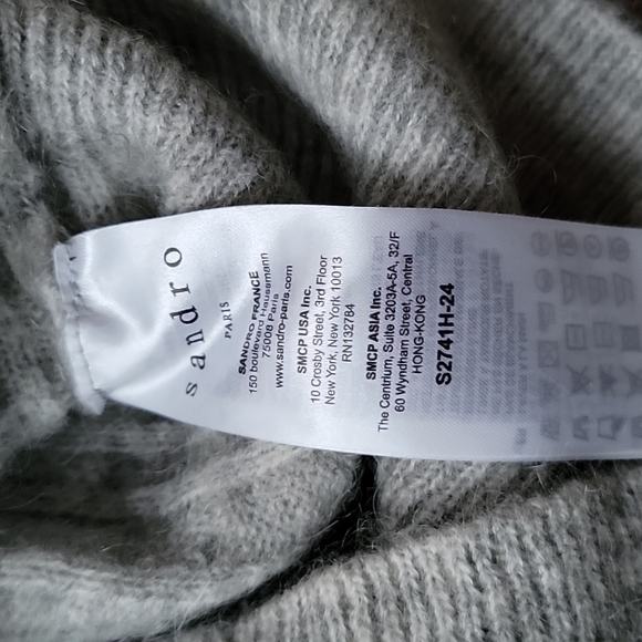 Sandro Gray Cable Knit Crewneck Sweater - Picture 5 of 7